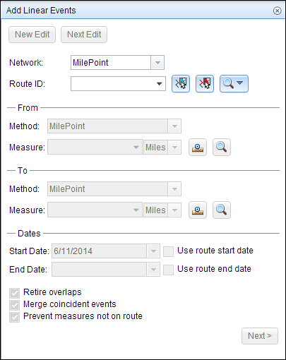 Add Linear Events widget Add Linear Events widget
